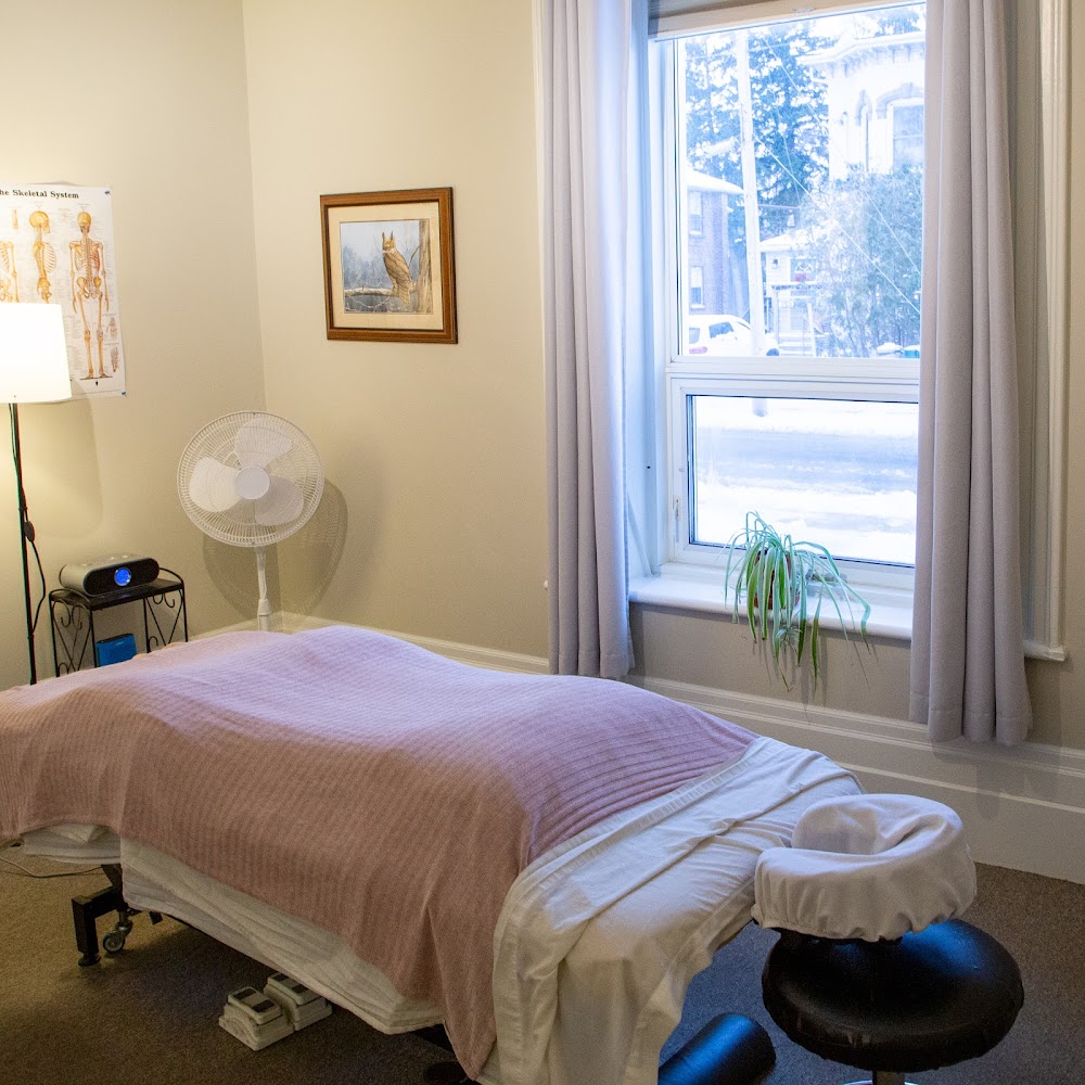 A calm, light-filled treatment room at Harmony Health in Belleville's East Hill