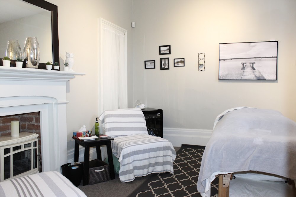 Treatment room set for massage therapy at Harmony Health